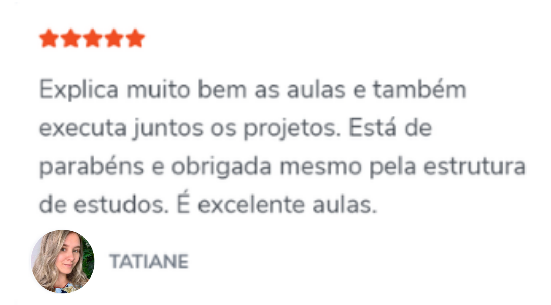 Depoimento de aluna sobre aulas e projetos do curso de Excel.